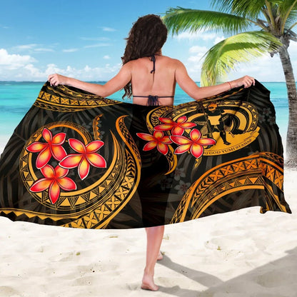 Vanuatu Polynesian Sarong - Gold Plumeria