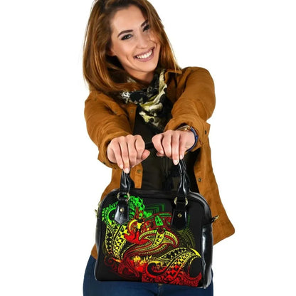 Vanuatu Polynesian Shoulder Handbag - Reggae Shark Polynesian Tattoo