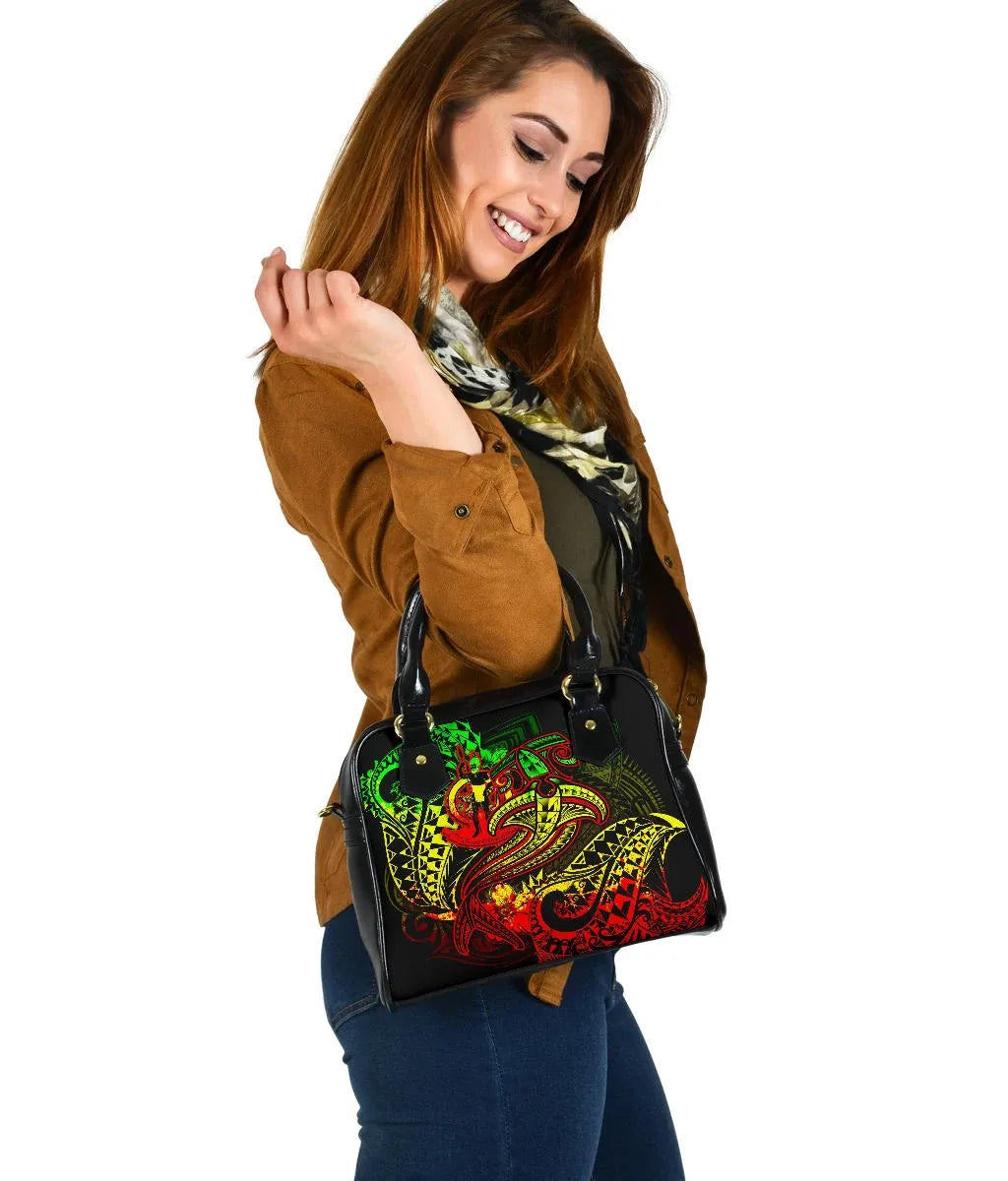Vanuatu Polynesian Shoulder Handbag - Reggae Shark Polynesian Tattoo