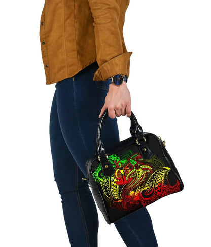 Vanuatu Polynesian Shoulder Handbag - Reggae Shark Polynesian Tattoo