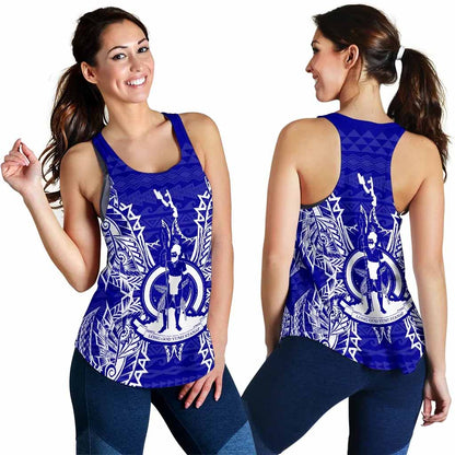 Vanuatu Polynesian Women Tank Top Map Blue