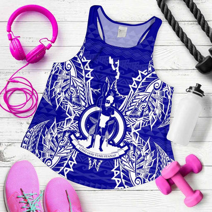 Vanuatu Polynesian Women Tank Top Map Blue
