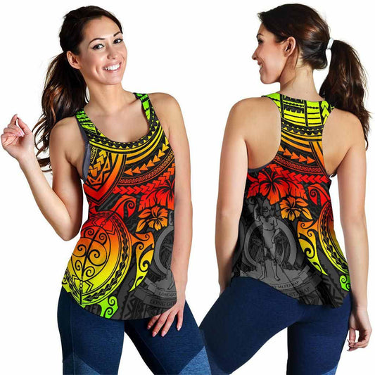 Vanuatu Polynesian Women Racerback Tank - Reggae Turtle