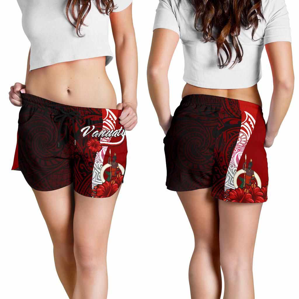 Vanuatu Polynesian Women Shorts - Coat Of Arm With Hibiscus