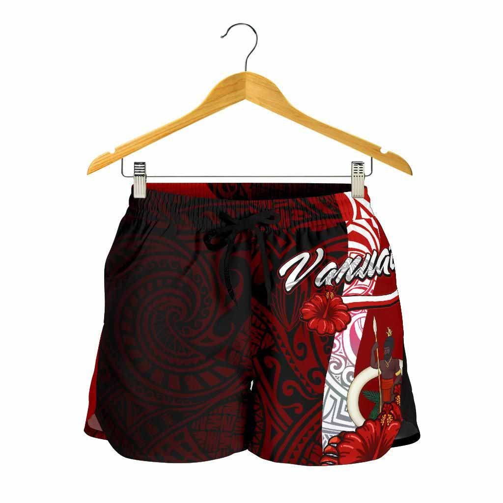 Vanuatu Polynesian Women Shorts - Coat Of Arm With Hibiscus
