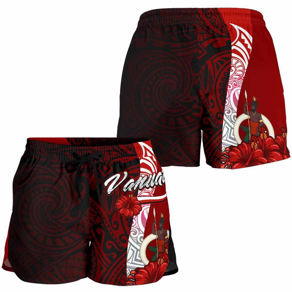 Vanuatu Polynesian Women Shorts - Coat Of Arm With Hibiscus