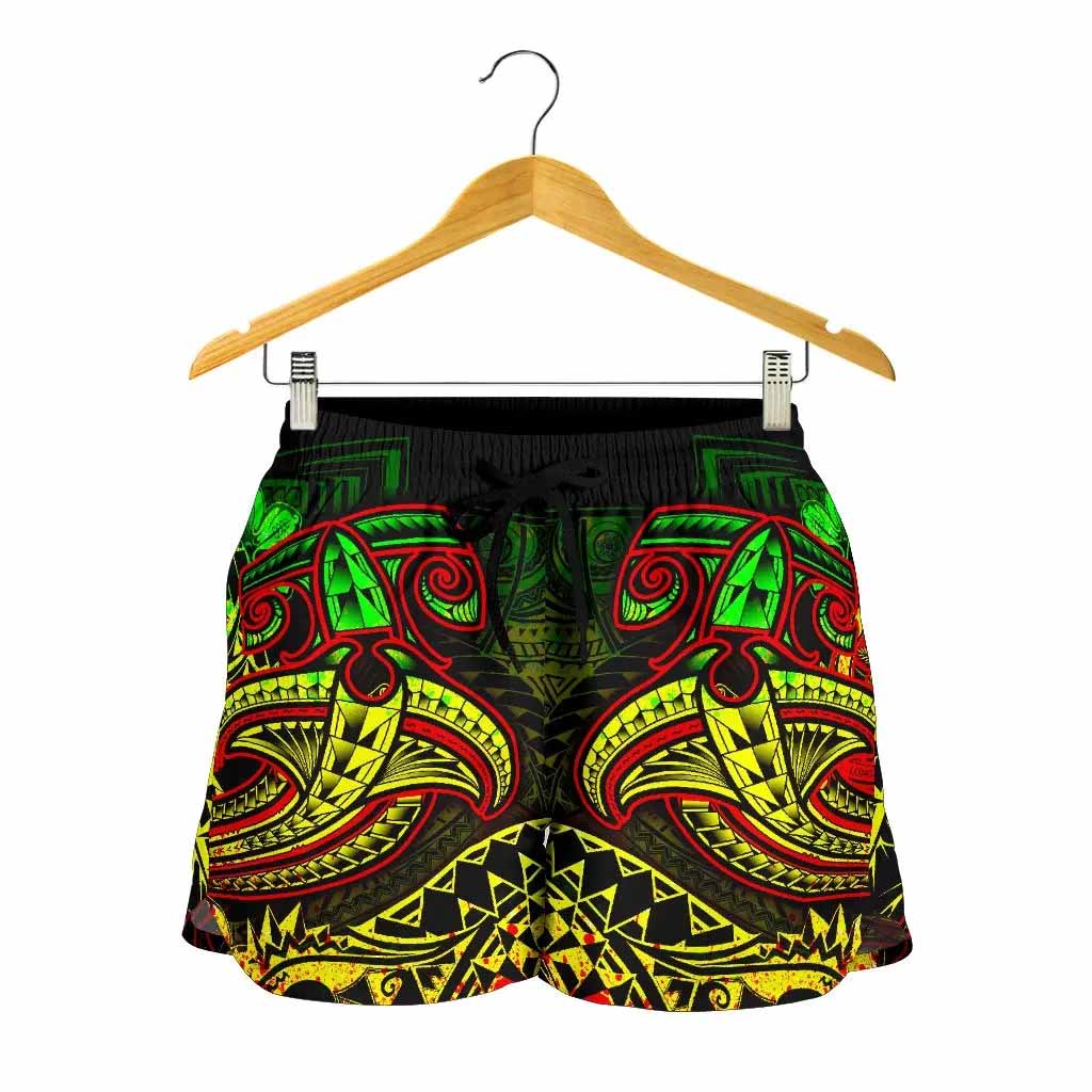 Vanuatu Polynesian Women Shorts - Reggae Shark Polynesian Tattoo