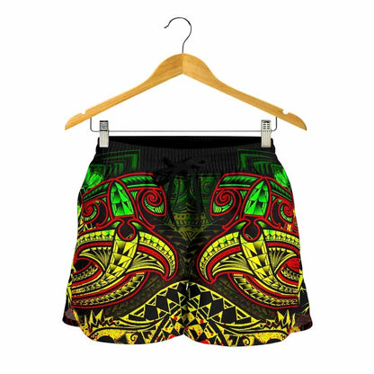 Vanuatu Polynesian Women Shorts - Reggae Shark Polynesian Tattoo
