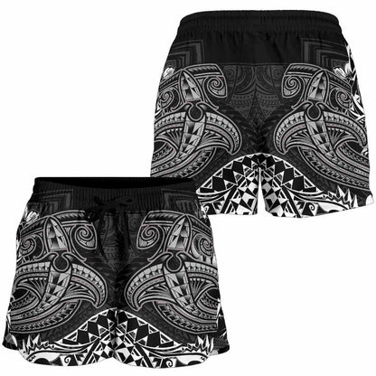 Vanuatu Polynesian Women Shorts -White Shark Polynesian Tattoo