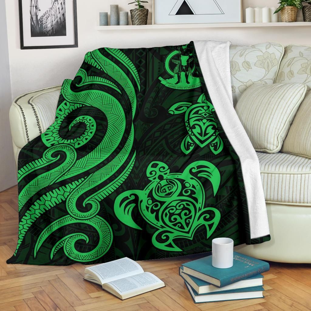 Vanuatu Premium Blanket - Green Tentacle Turtle