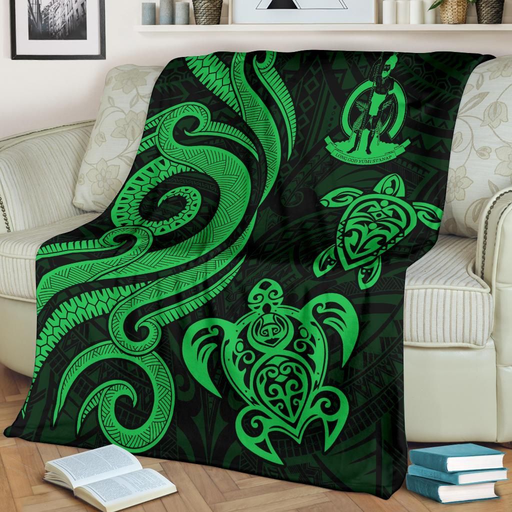 Vanuatu Premium Blanket - Green Tentacle Turtle