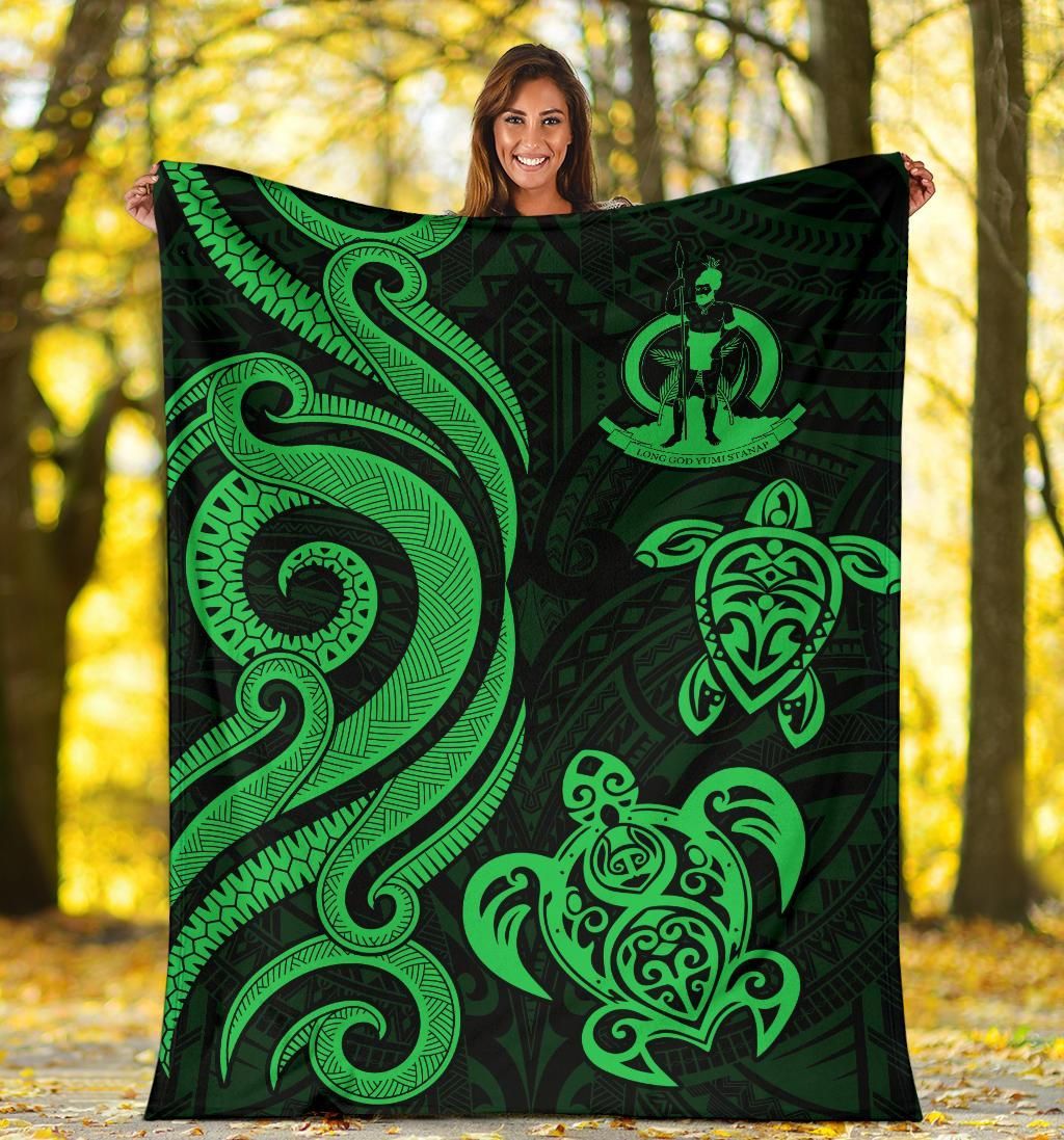 Vanuatu Premium Blanket - Green Tentacle Turtle