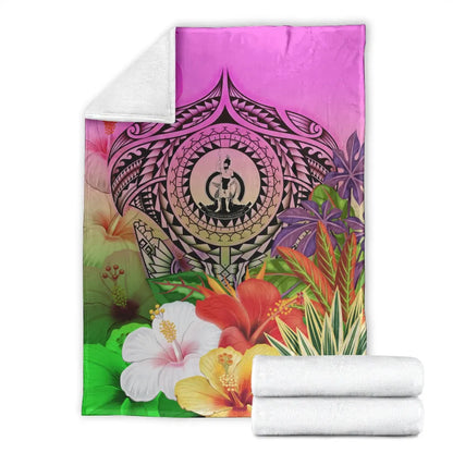 Vanuatu Premium Blanket - Manta Ray Tropical Flowers