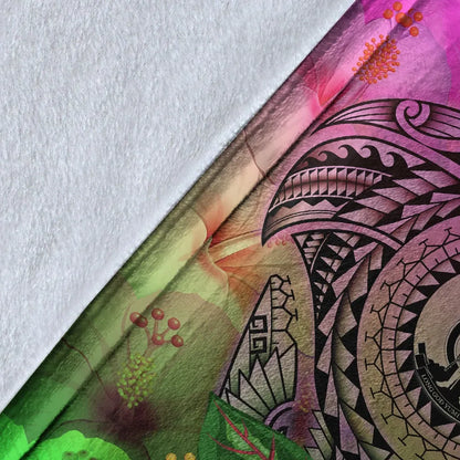 Vanuatu Premium Blanket - Manta Ray Tropical Flowers