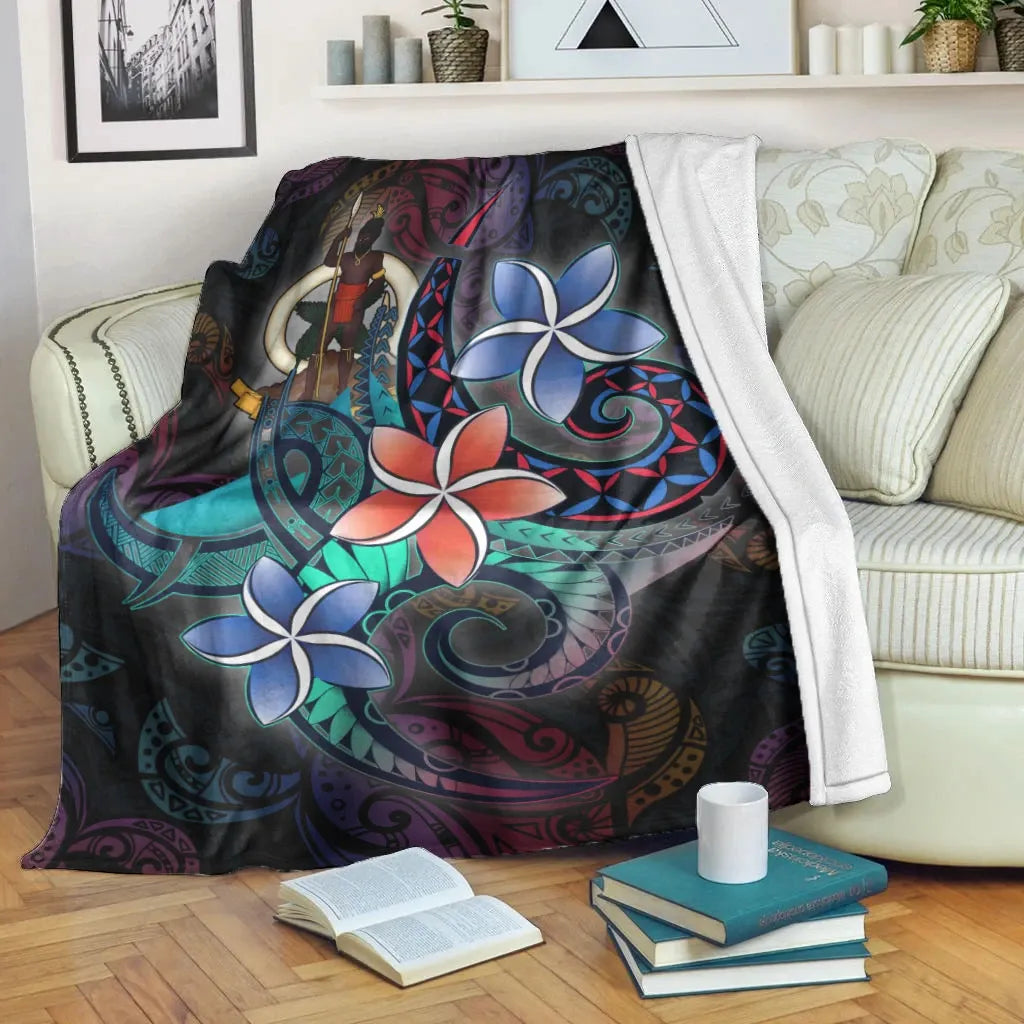 Vanuatu Premium Blanket - Plumeria Flowers Style
