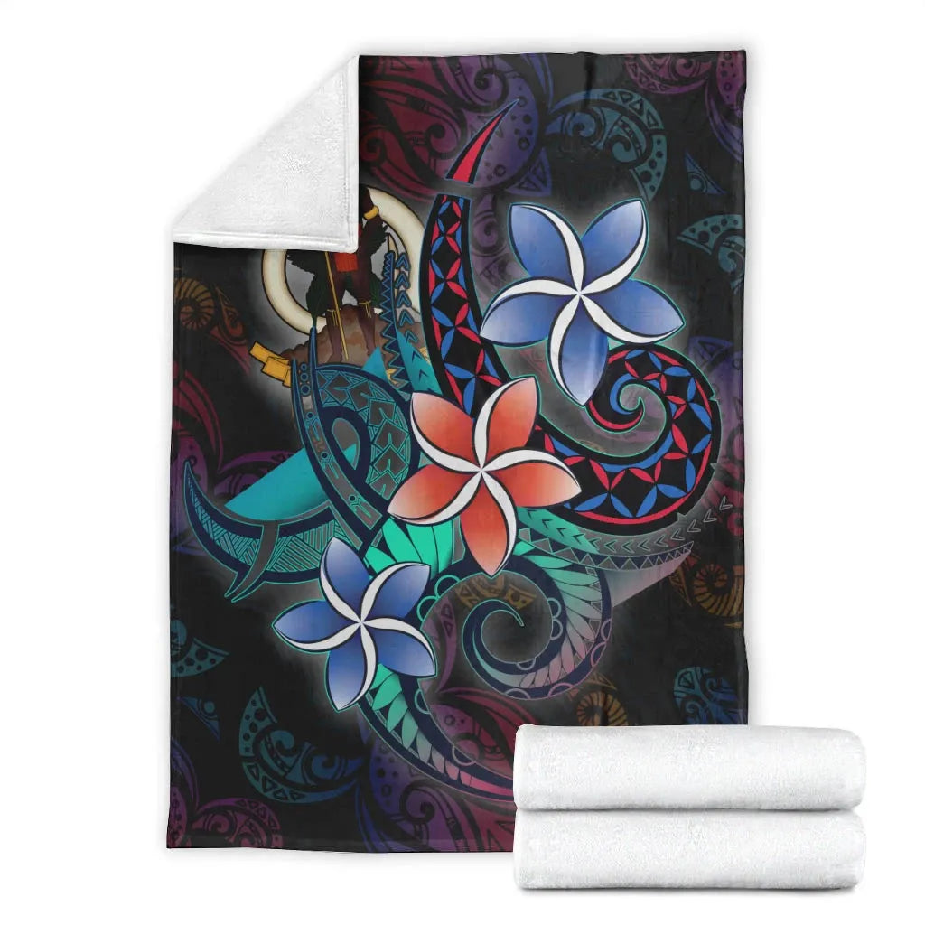 Vanuatu Premium Blanket - Plumeria Flowers Style