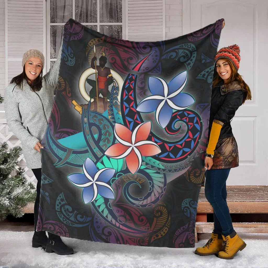 Vanuatu Premium Blanket - Plumeria Flowers Style