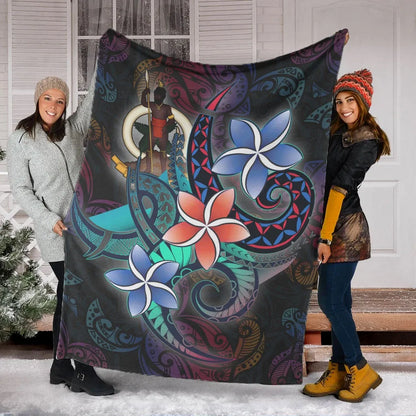 Vanuatu Premium Blanket - Plumeria Flowers Style