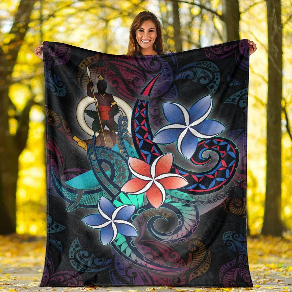 Vanuatu Premium Blanket - Plumeria Flowers Style