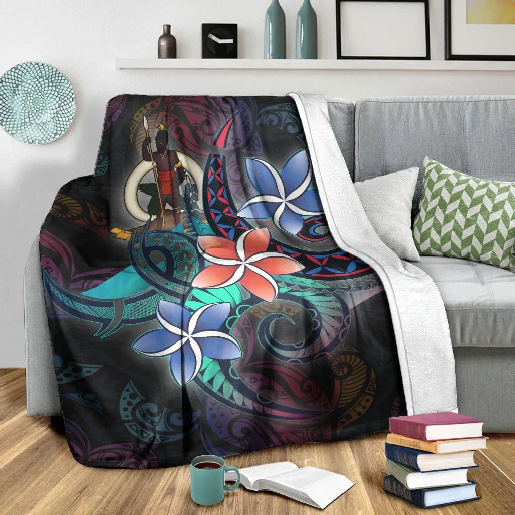 Vanuatu Premium Blanket - Plumeria Flowers Style