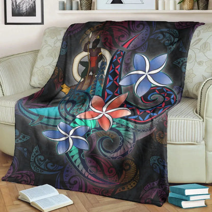 Vanuatu Premium Blanket - Plumeria Flowers Style