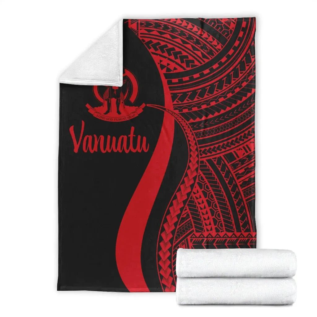 Vanuatu Premium Blanket - Red Polynesian Tentacle Tribal Pattern