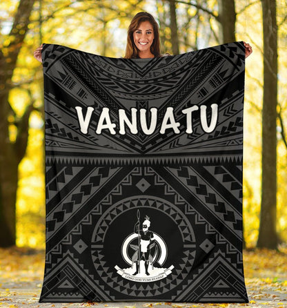 Vanuatu Premium Blanket  - Vanuatu Seal With Polynesian Tattoo Style