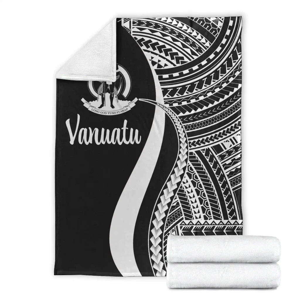 Vanuatu Premium Blanket - White Polynesian Tentacle Tribal Pattern