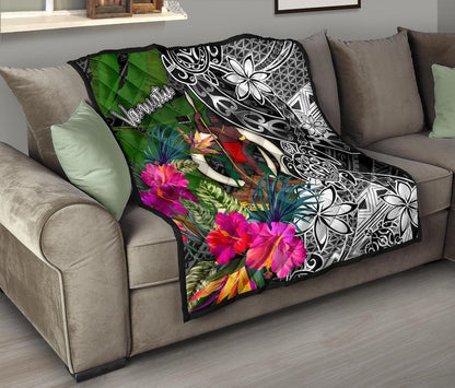 Vanuatu Premium Quilt - Turtle Plumeria Banana Leaf