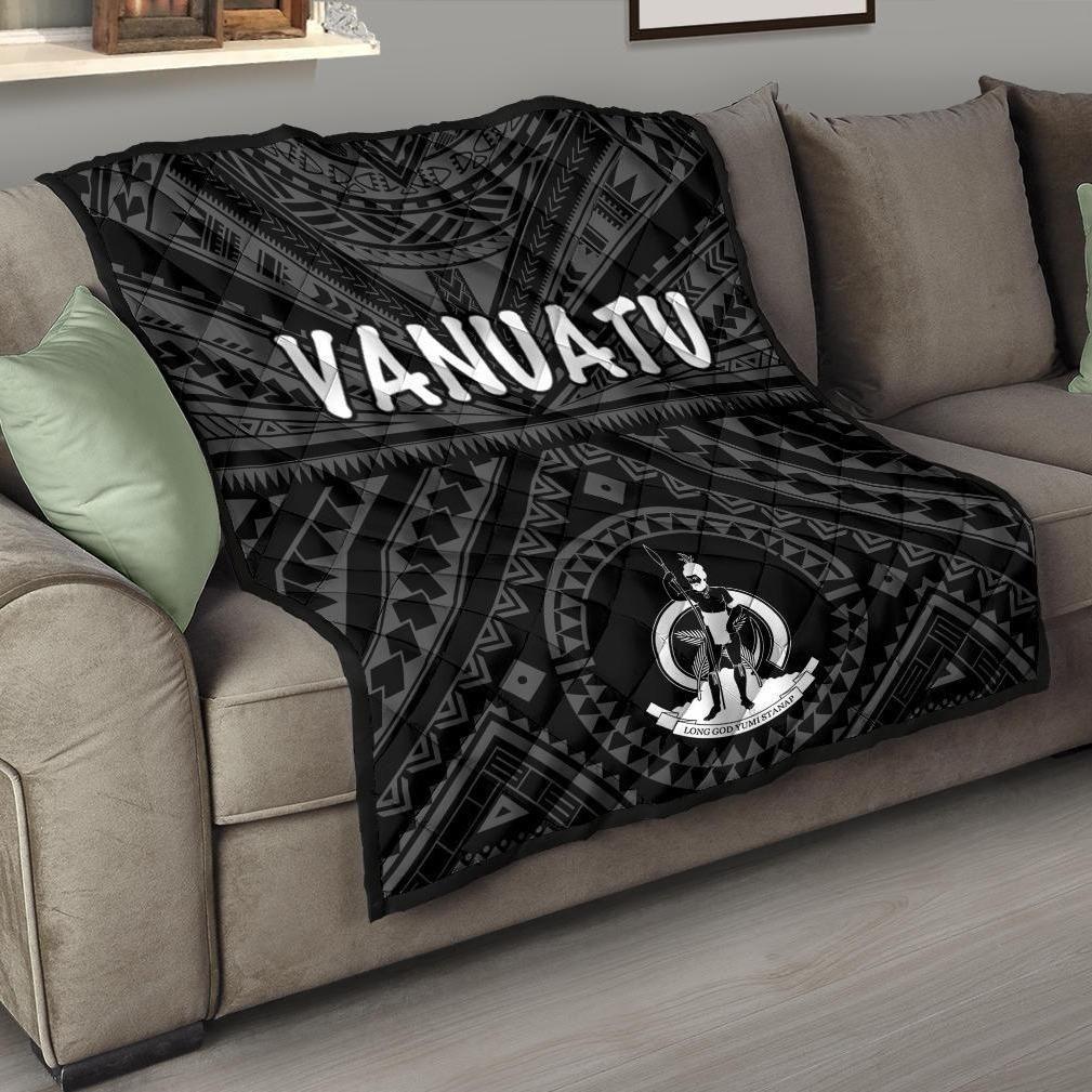 Vanuatu Premium Quilt - Vanuatu Seal With Polynesian Tattoo Style