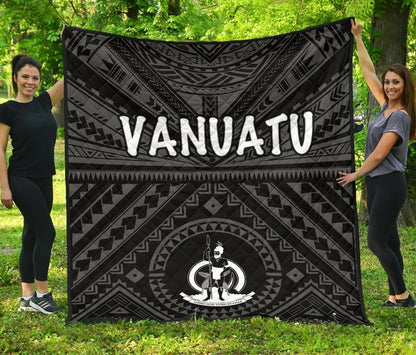 Vanuatu Premium Quilt - Vanuatu Seal With Polynesian Tattoo Style