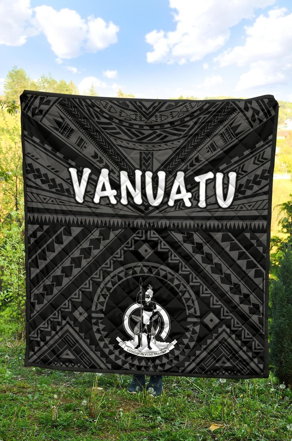 Vanuatu Premium Quilt - Vanuatu Seal With Polynesian Tattoo Style