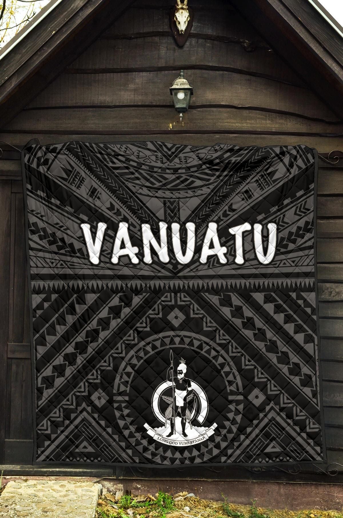 Vanuatu Premium Quilt - Vanuatu Seal With Polynesian Tattoo Style