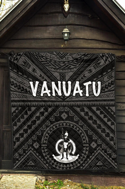 Vanuatu Premium Quilt - Vanuatu Seal With Polynesian Tattoo Style