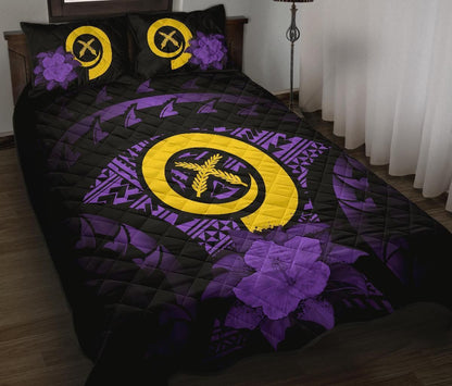 Vanuatu Polynesian Quilt Bed Set Hibiscus Purple