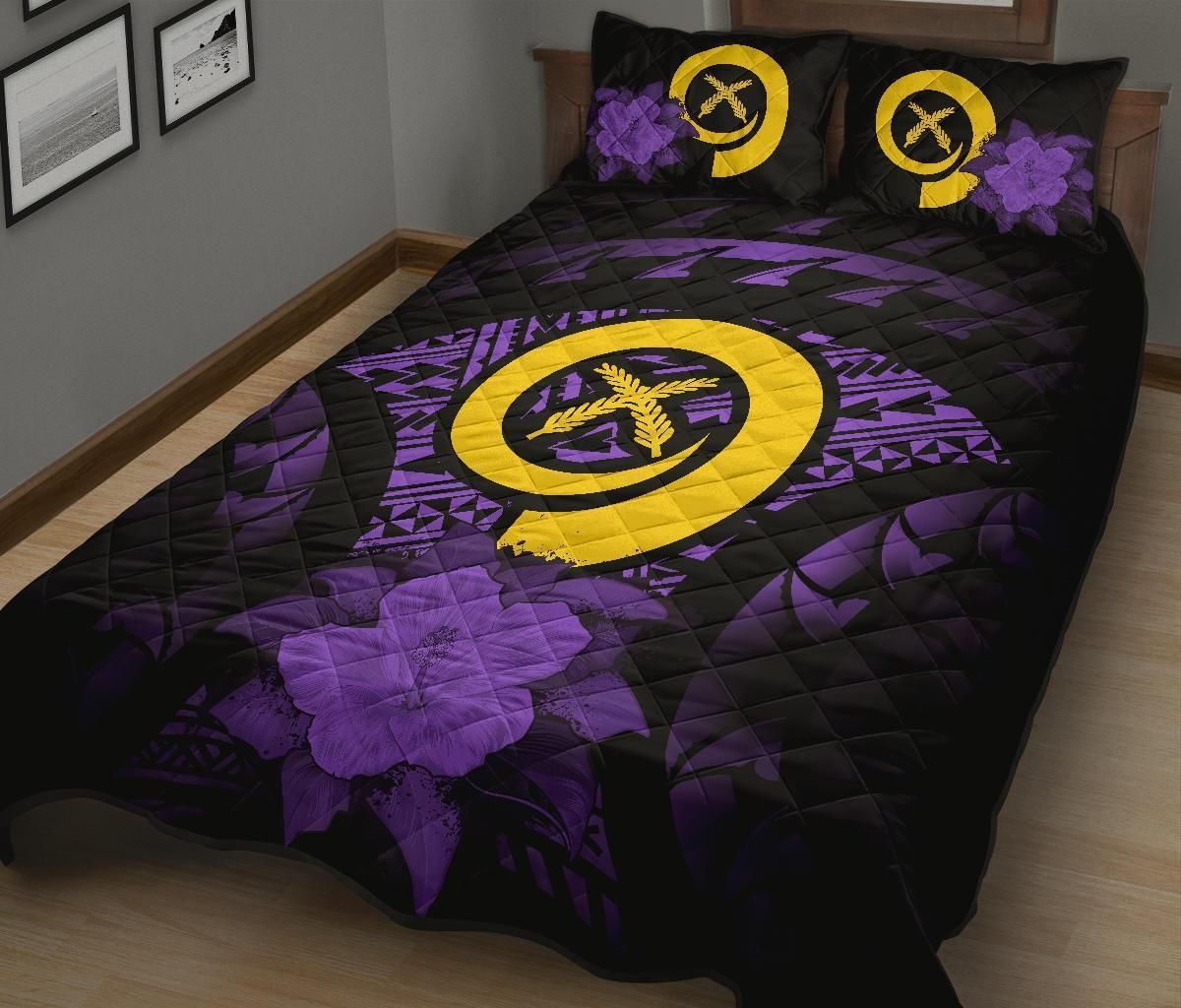 Vanuatu Polynesian Quilt Bed Set Hibiscus Purple