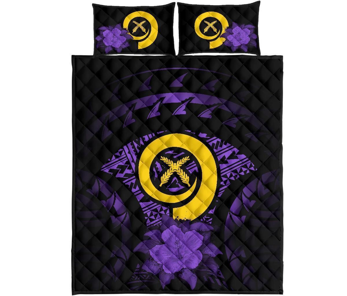Vanuatu Polynesian Quilt Bed Set Hibiscus Purple