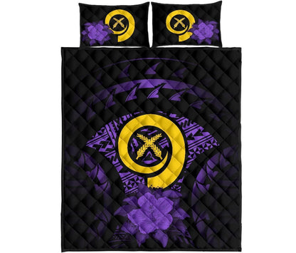 Vanuatu Polynesian Quilt Bed Set Hibiscus Purple
