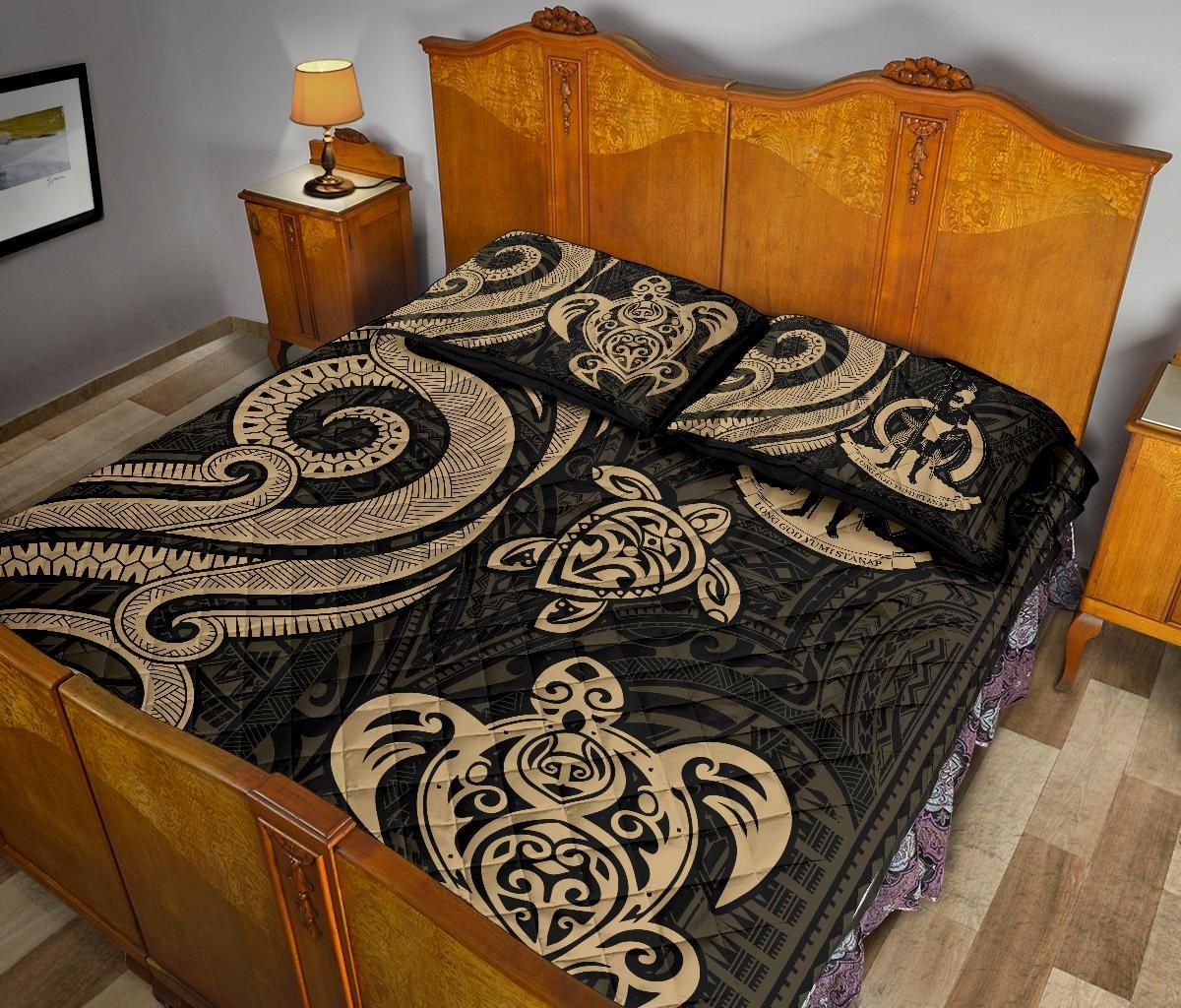 Vanuatu Quilt Bed Set - Gold Tentacle Turtle