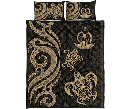 Vanuatu Quilt Bed Set - Gold Tentacle Turtle