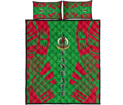 Vanuatu Quilt Bed Set - Vanuatu Coat Of Arms Red Tattoo Style