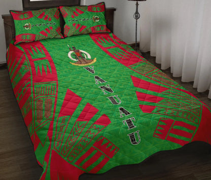 Vanuatu Quilt Bed Set - Vanuatu Coat Of Arms Red Tattoo Style