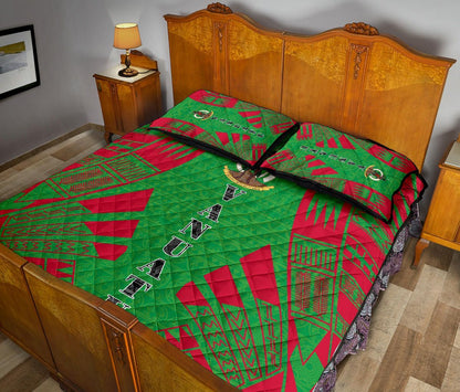 Vanuatu Quilt Bed Set - Vanuatu Coat Of Arms Red Tattoo Style