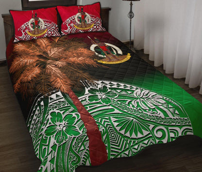 Vanuatu Quilt Bed Set Polynesian Palm Tree Flag