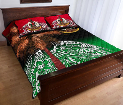 Vanuatu Quilt Bed Set Polynesian Palm Tree Flag