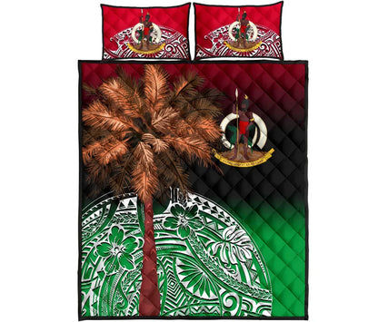 Vanuatu Quilt Bed Set Polynesian Palm Tree Flag
