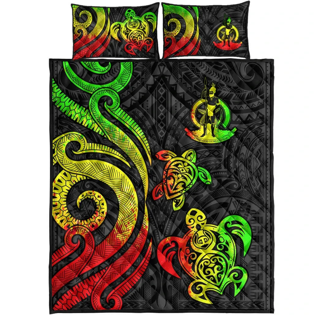 Vanuatu Quilt Bed Set - Reggae Tentacle Turtle