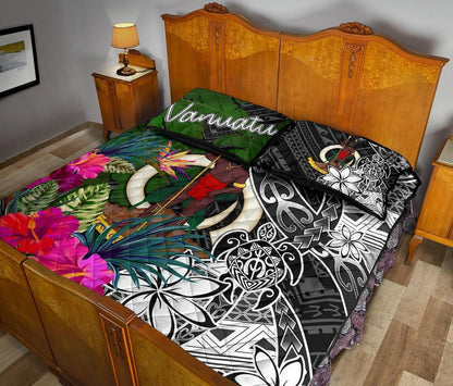 Vanuatu Quilt Bed Set - Turtle Plumeria Banana Leaf