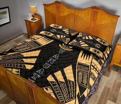 Vanuatu Quilt Bed Set - Vanuatu Coat Of Arms Yellow Tattoo Style