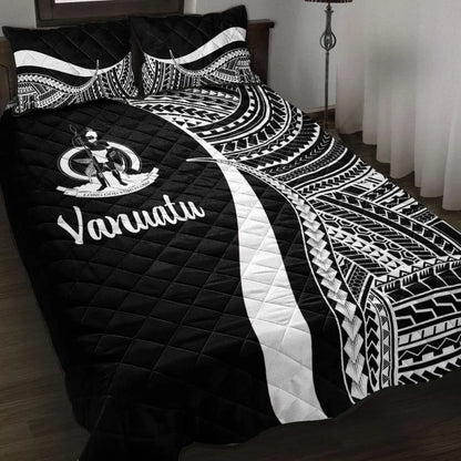 Vanuatu Quilt Bed Set - White Polynesian Tentacle Tribal Pattern